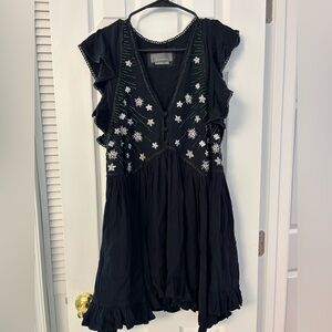 Anthropologie Medium Petite Black Beaded Dress